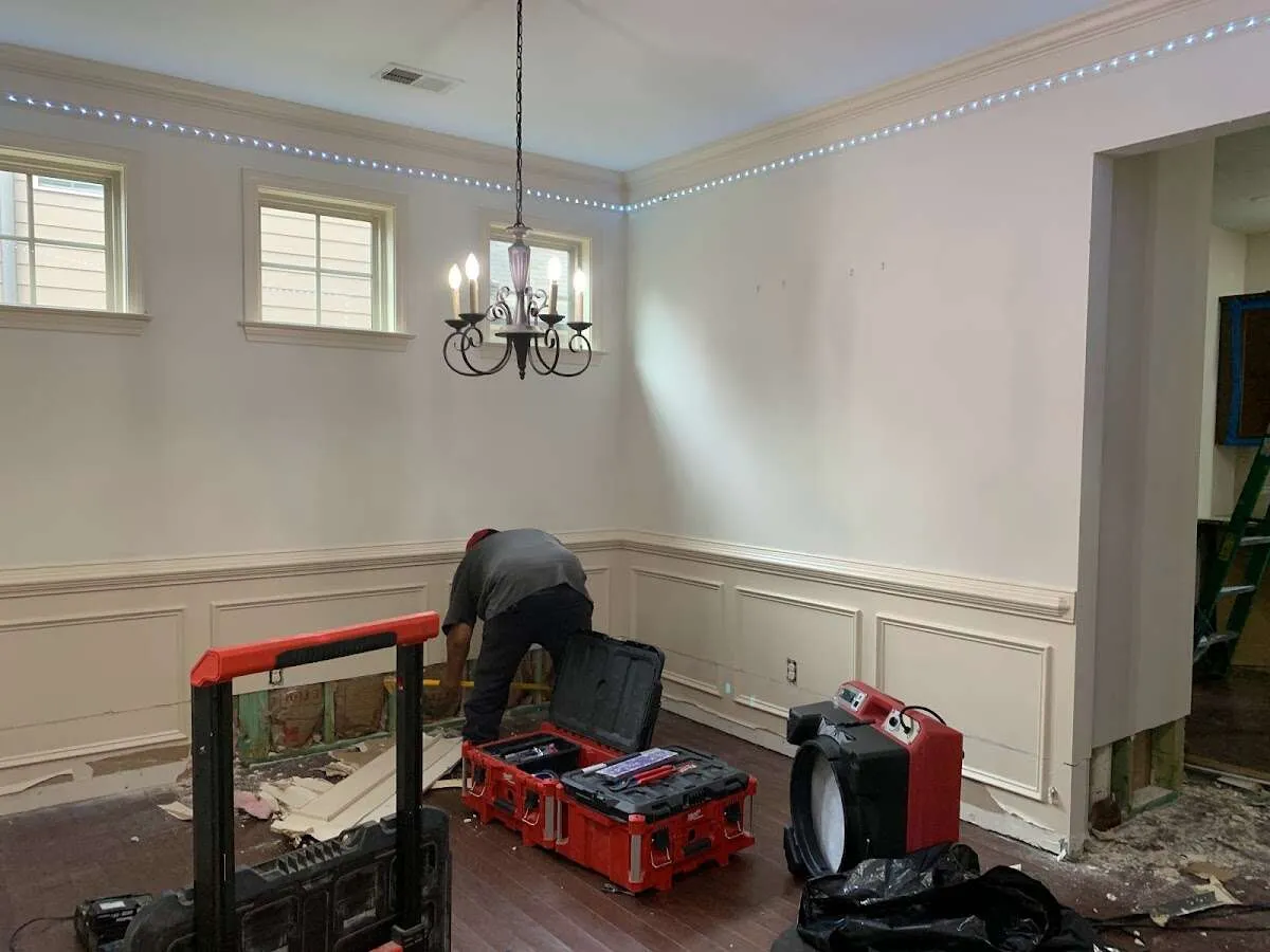 Restoration technician with professional equipment in Upper Deerfield